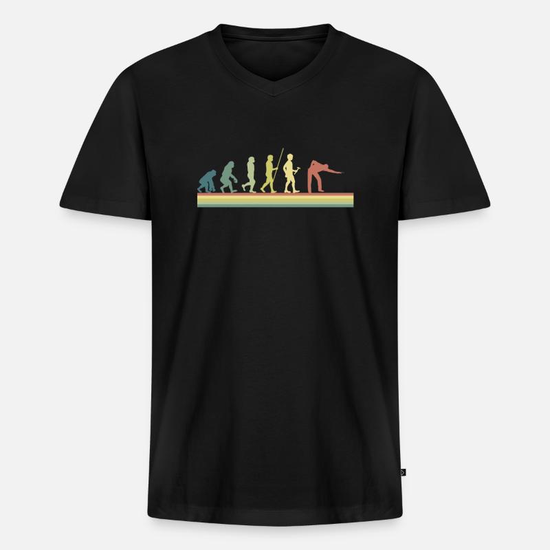 Billard Retro Evolution - Männer Premium Bio T-Shirt mit V-Ausschnitt - Schwarz