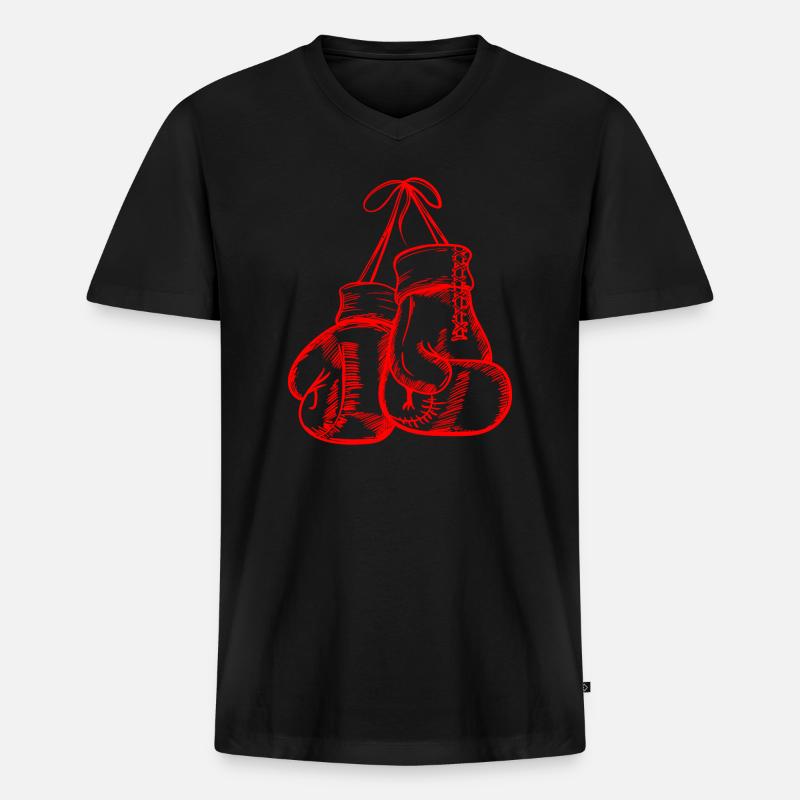 Rote Boxhandschuhe - Männer Premium Bio T-Shirt mit V-Ausschnitt - Schwarz