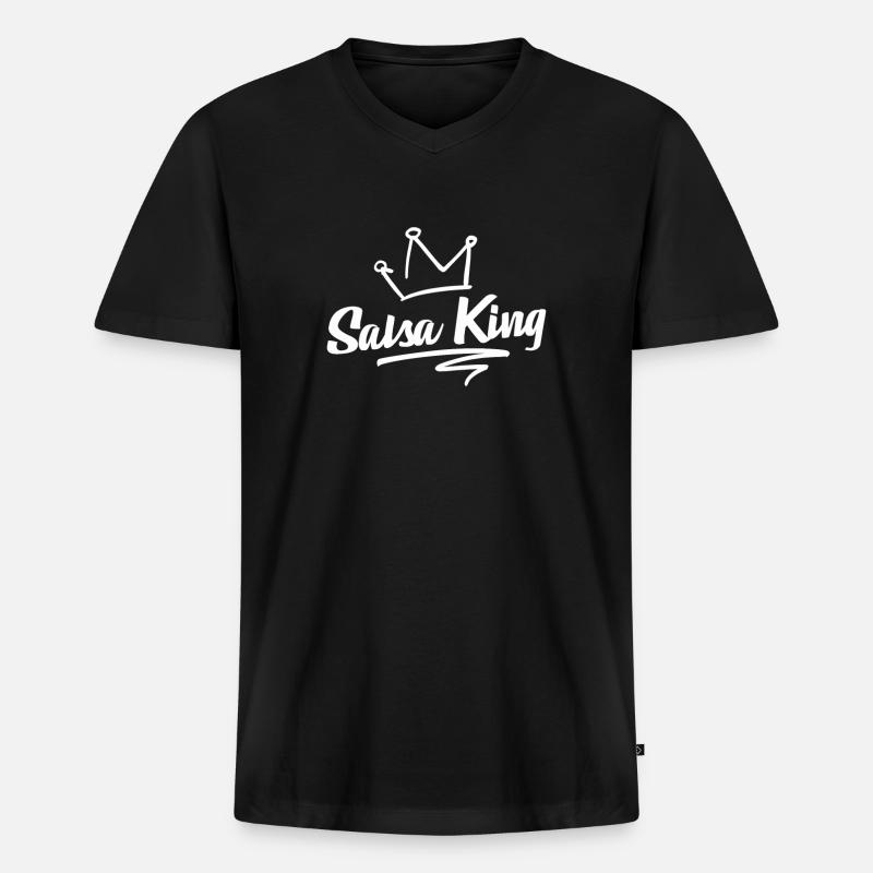 Salsa König - Männer Premium Bio T-Shirt mit V-Ausschnitt - Schwarz