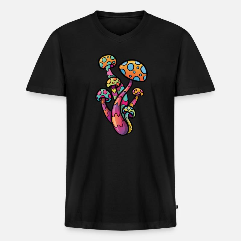Psychedelischer Pilz - Männer Premium Bio T-Shirt mit V-Ausschnitt - Schwarz