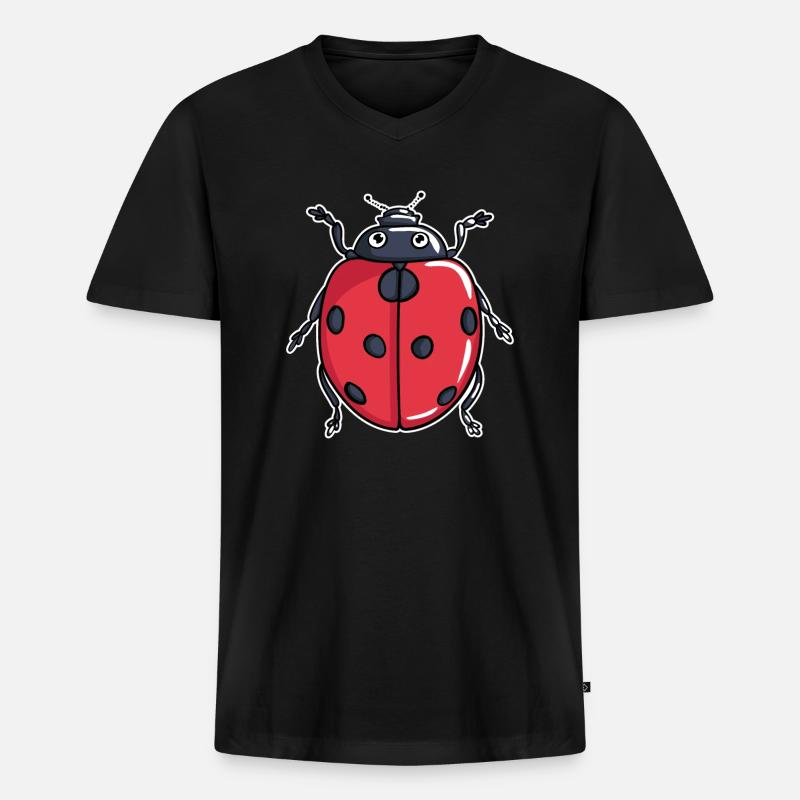 Marienkäfer - Männer Premium Bio T-Shirt mit V-Ausschnitt - Schwarz