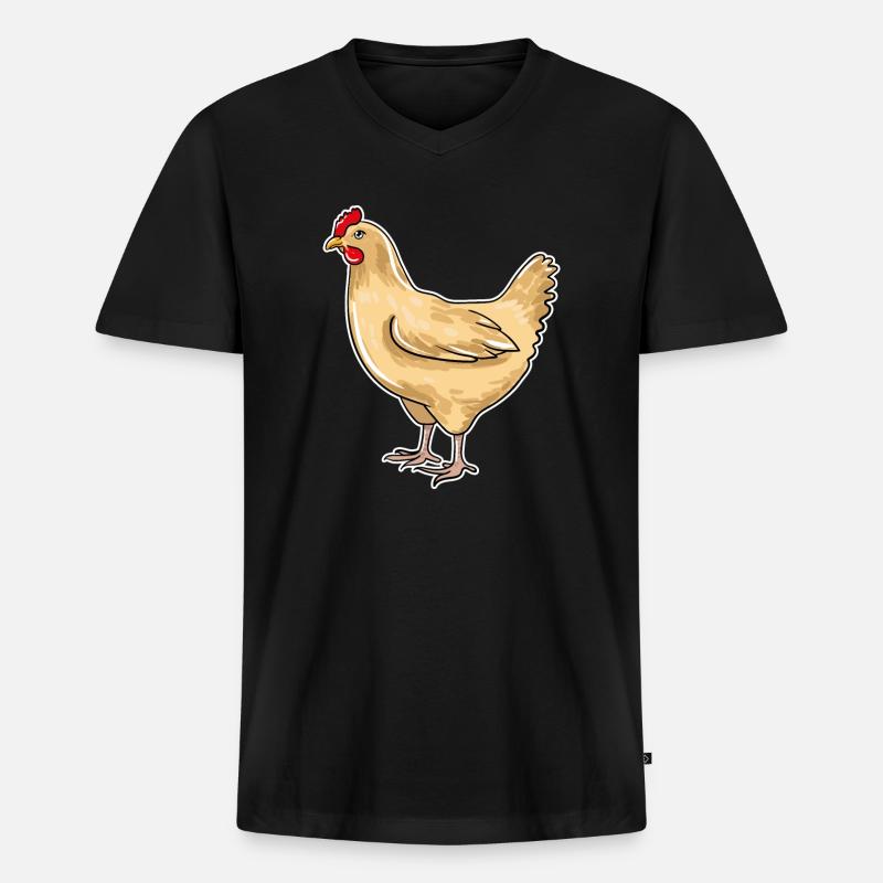 Huhn - Männer Premium Bio T-Shirt mit V-Ausschnitt - Schwarz