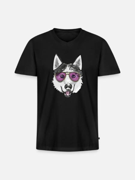 Husky cool - T-shirt encolure en V Premium bio Homme - noir