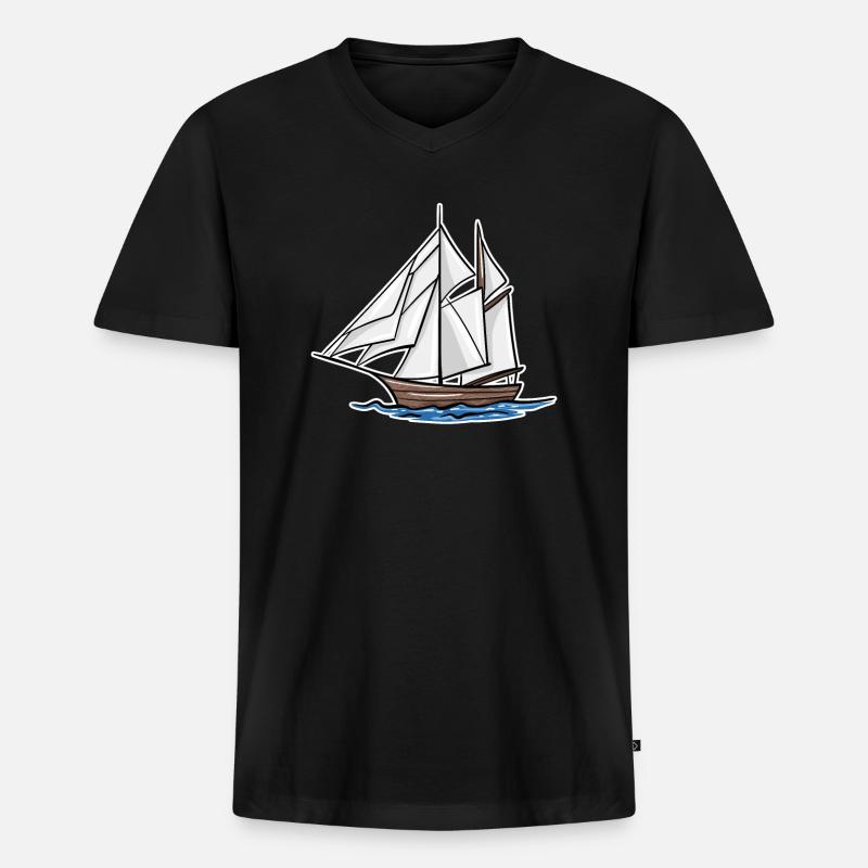 Boot - Männer Premium Bio T-Shirt mit V-Ausschnitt - Schwarz