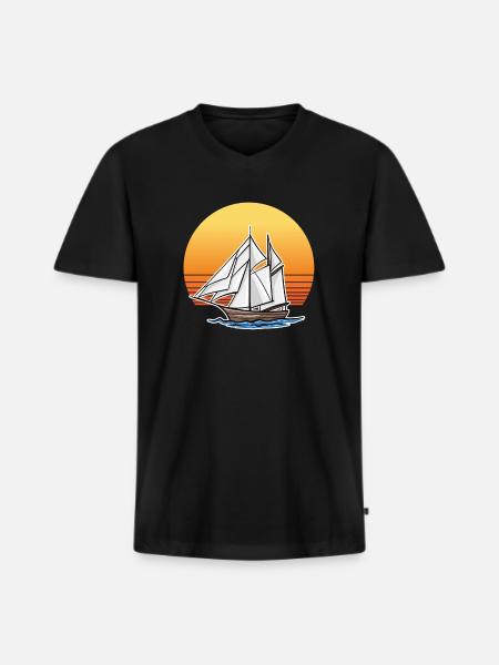 Retro Boat - Men's Premium Organic T-shirt with V-neck - black