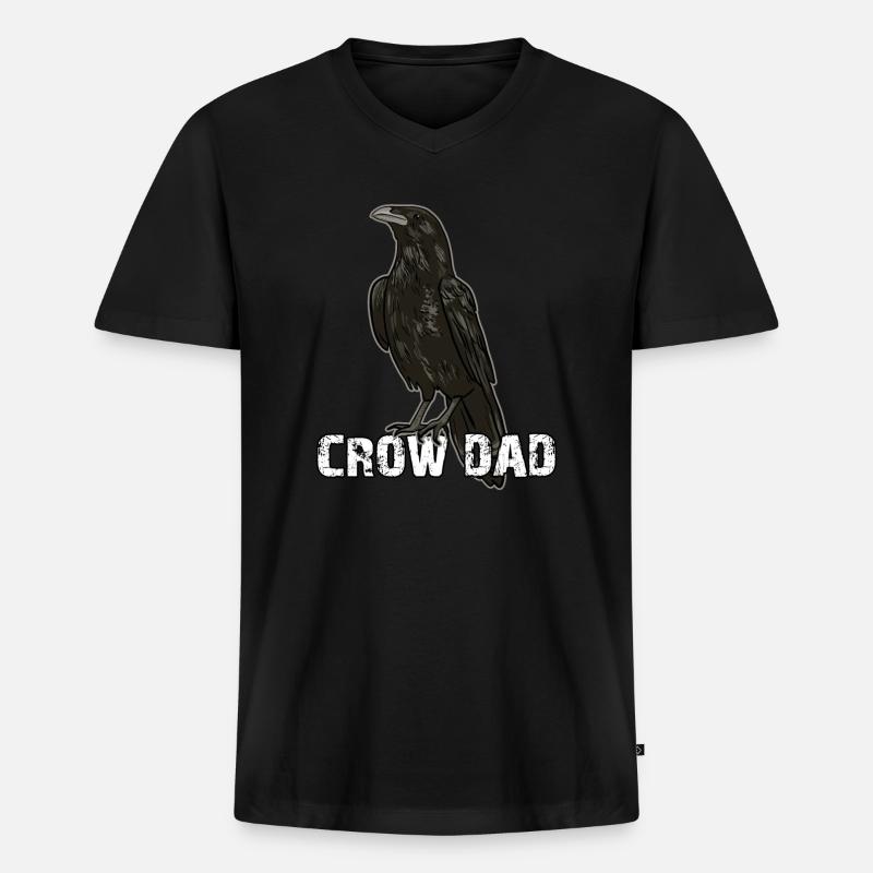 Crow Dad - Männer Premium Bio T-Shirt mit V-Ausschnitt - Schwarz