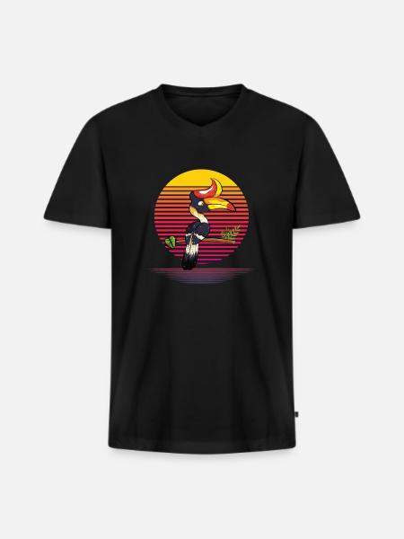 Hornbill Vapor - Men's Premium Organic T-shirt with V-neck - black