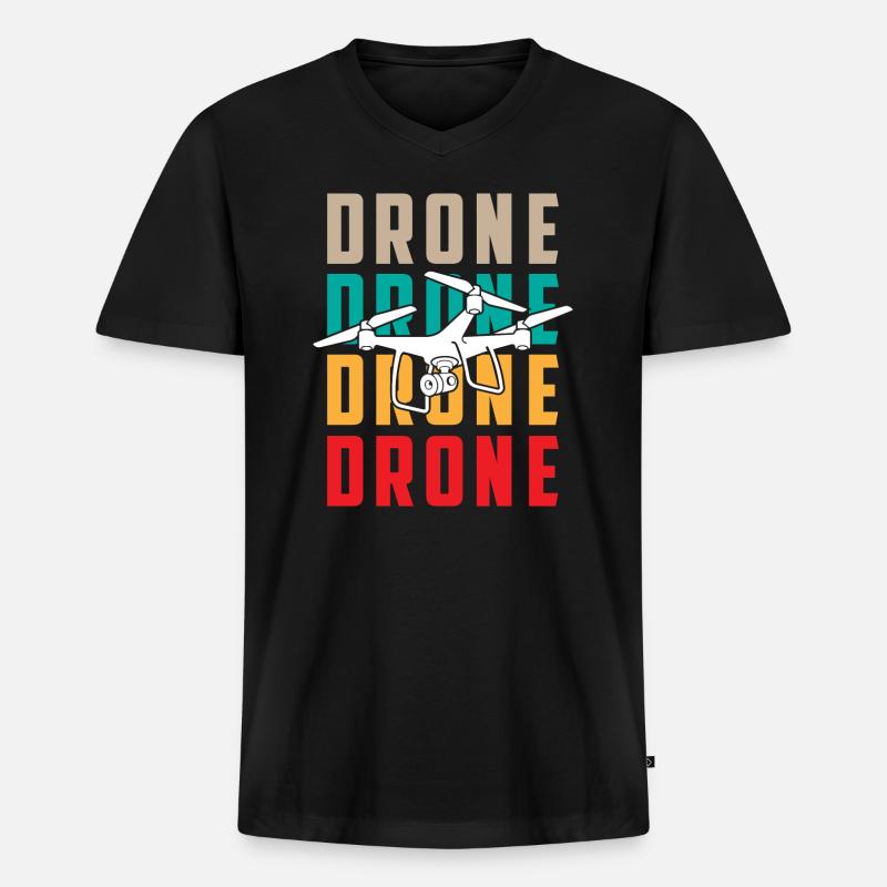 Drone - Männer Premium Bio T-Shirt mit V-Ausschnitt - Schwarz
