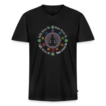 Meditation - Männer Premium Bio T-Shirt mit V-Ausschnitt - Schwarz - Vorne - Nico (187cm)