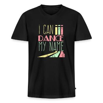 Ich kann meinen Namen Tanzen - Männer Premium Bio T-Shirt mit V-Ausschnitt - Schwarz - Vorne - Nico (187cm)