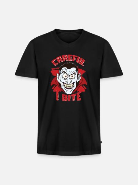 I bite Vampire - Men's Premium Organic T-shirt with V-neck - black