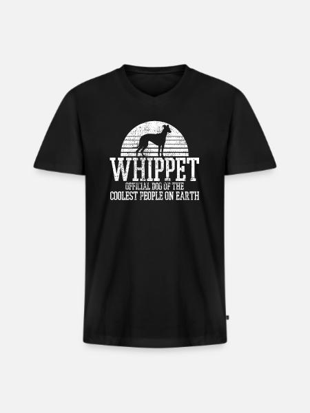 Whippet Hundehalter Tierarzt - Männer Premium Bio T-Shirt mit V-Ausschnitt - Schwarz