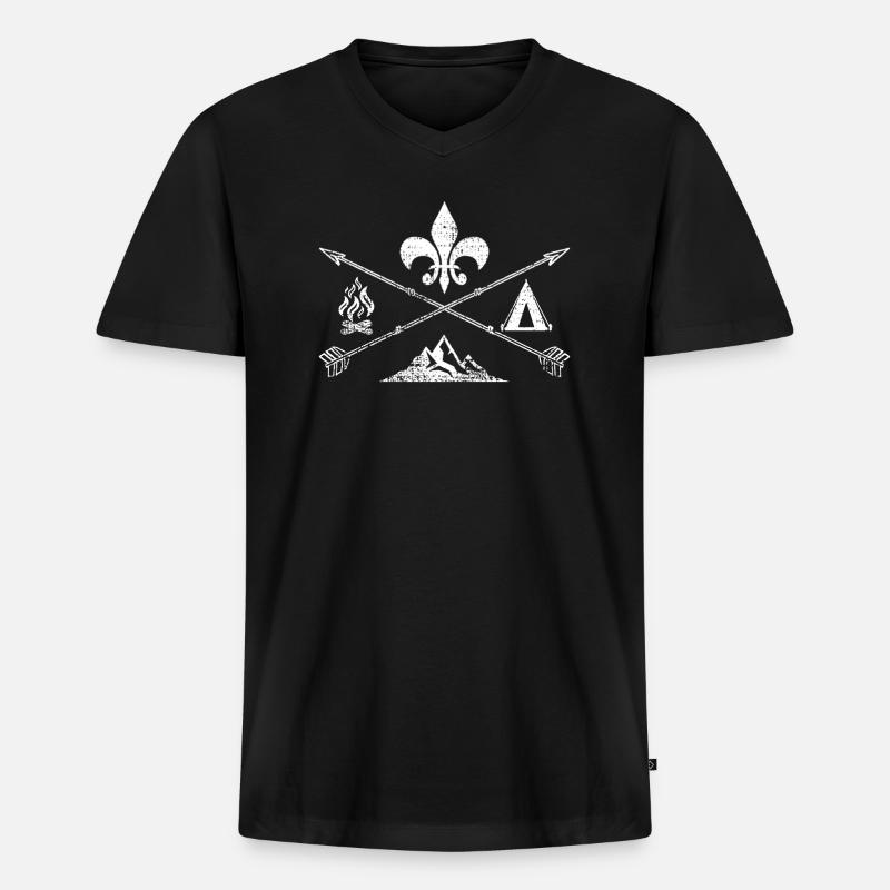 Scouting - Männer Premium Bio T-Shirt mit V-Ausschnitt - Schwarz