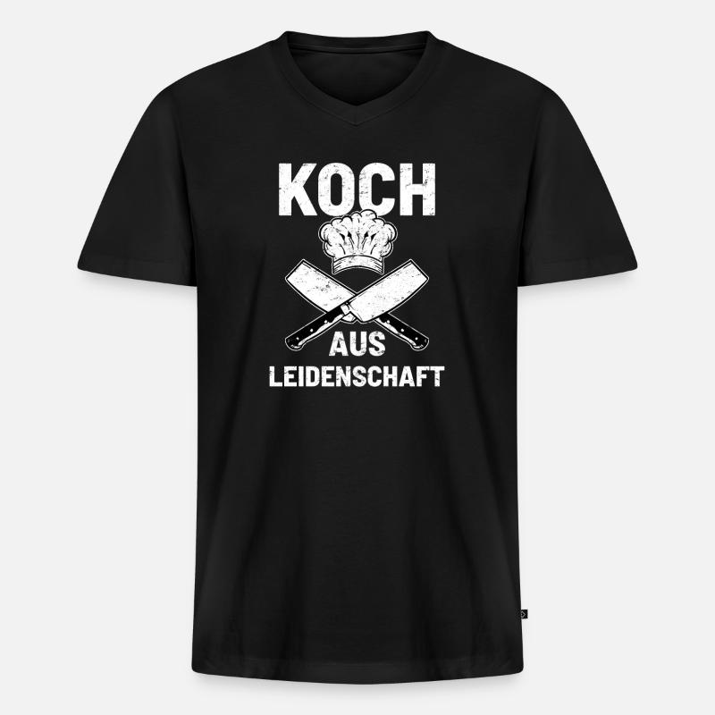 Kochen Koch Koch - Männer Premium Bio T-Shirt mit V-Ausschnitt - Schwarz
