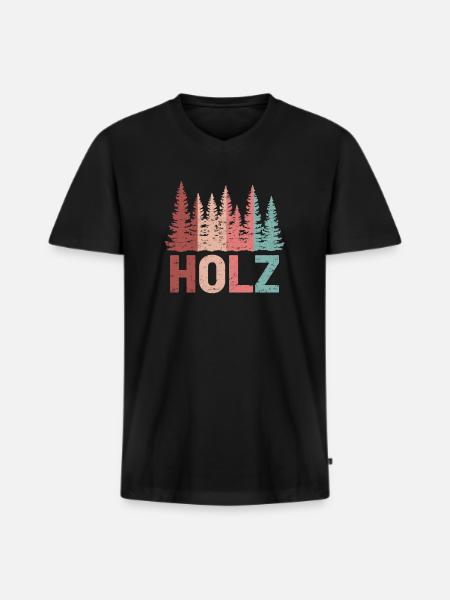 Holz Holz Holz - Männer Premium Bio T-Shirt mit V-Ausschnitt - Schwarz