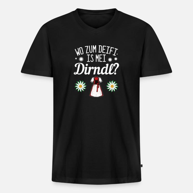 Dirndl - Männer Premium Bio T-Shirt mit V-Ausschnitt - Schwarz