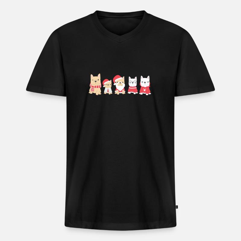 Weihnachts Hunde - Männer Premium Bio T-Shirt mit V-Ausschnitt - Schwarz