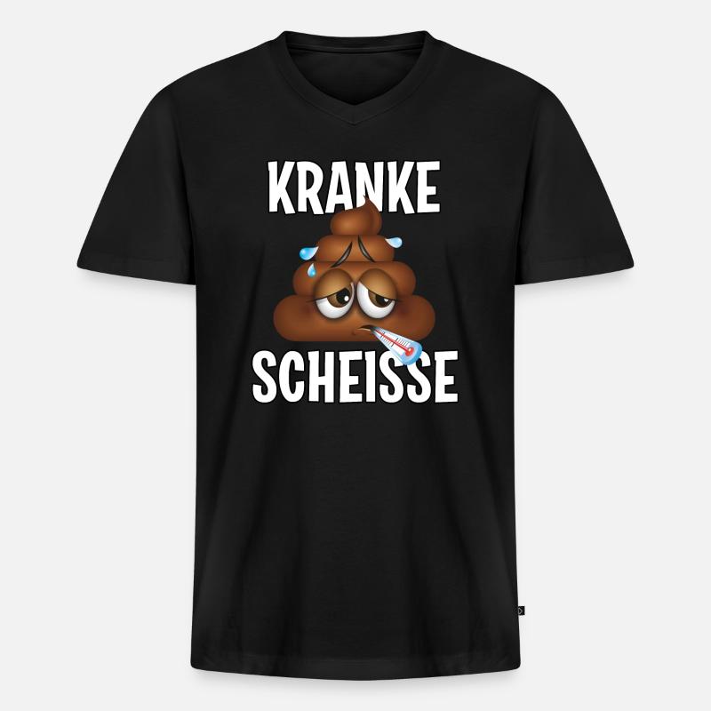 Kranke Scheisse - Männer Premium Bio T-Shirt mit V-Ausschnitt - Schwarz