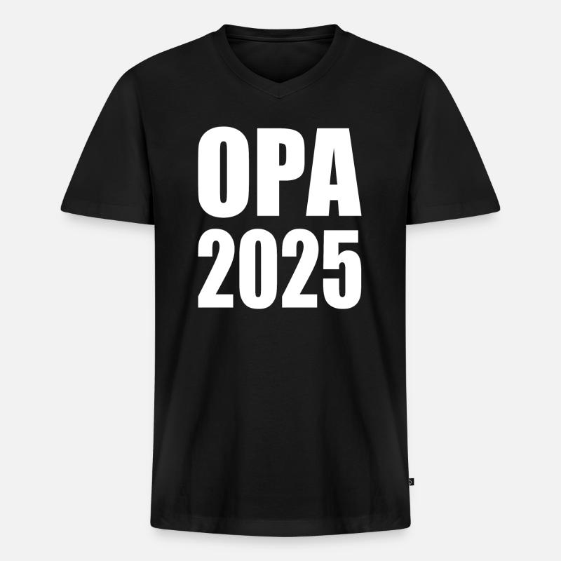 Opa 2025 - Männer Premium Bio T-Shirt mit V-Ausschnitt - Schwarz