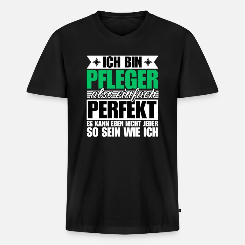 Perfekter Pfleger - Männer Premium Bio T-Shirt mit V-Ausschnitt - Schwarz