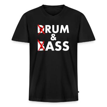 Drum and bass - rum and ass - Männer Premium Bio T-Shirt mit V-Ausschnitt - Schwarz - Vorne - Nico (187cm)