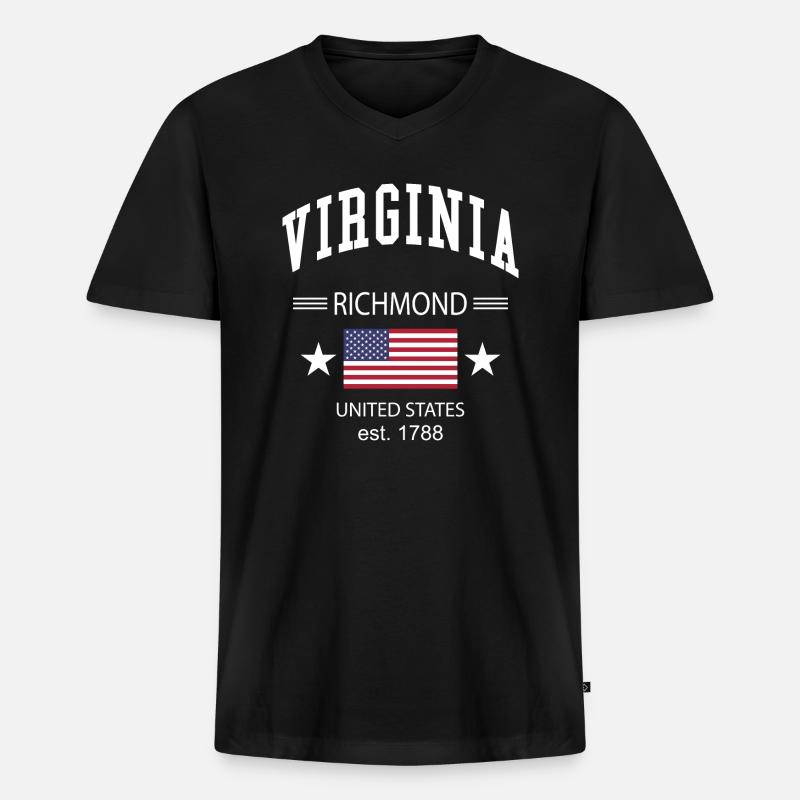 Virginia - Männer Premium Bio T-Shirt mit V-Ausschnitt - Schwarz