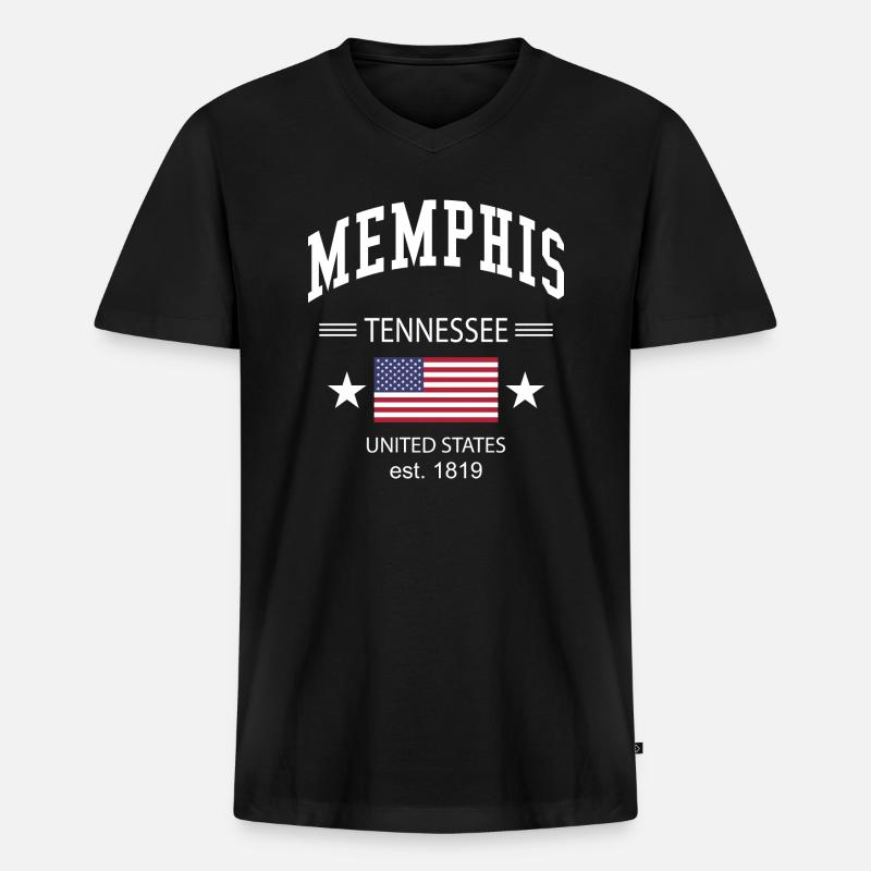 Memphis - Männer Premium Bio T-Shirt mit V-Ausschnitt - Schwarz