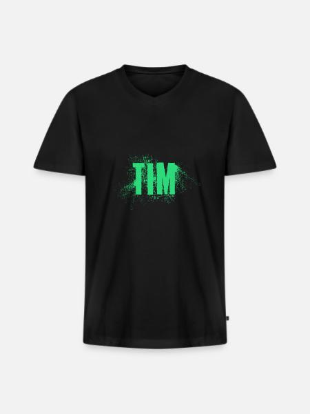 Tim - Männer Premium Bio T-Shirt mit V-Ausschnitt - Schwarz