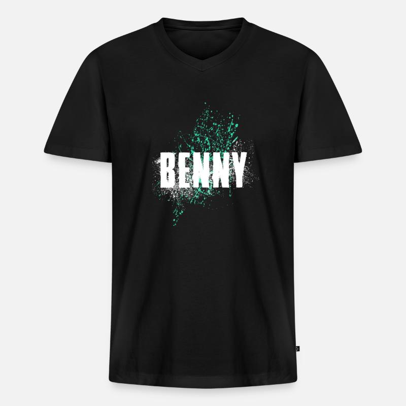 Benny - Männer Premium Bio T-Shirt mit V-Ausschnitt - Schwarz