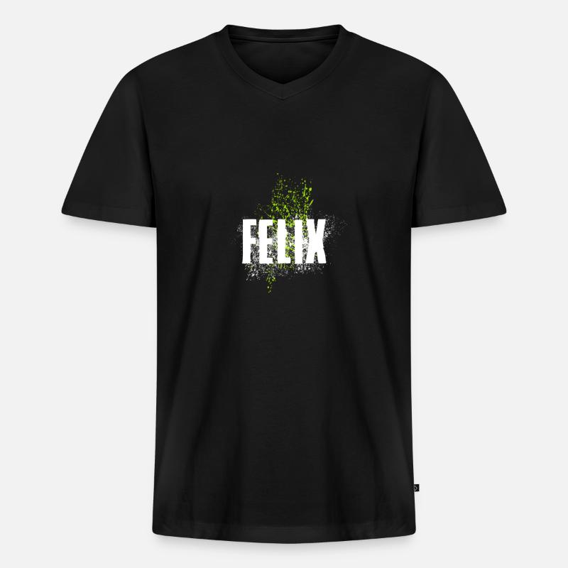 Felix - Männer Premium Bio T-Shirt mit V-Ausschnitt - Schwarz