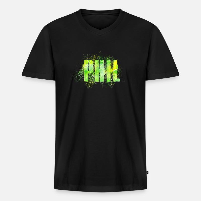 Phil - Männer Premium Bio T-Shirt mit V-Ausschnitt - Schwarz