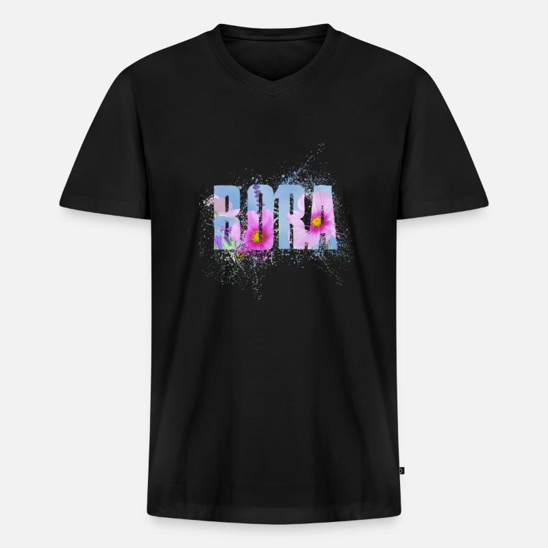 Bora - Männer Premium Bio T-Shirt mit V-Ausschnitt - Schwarz