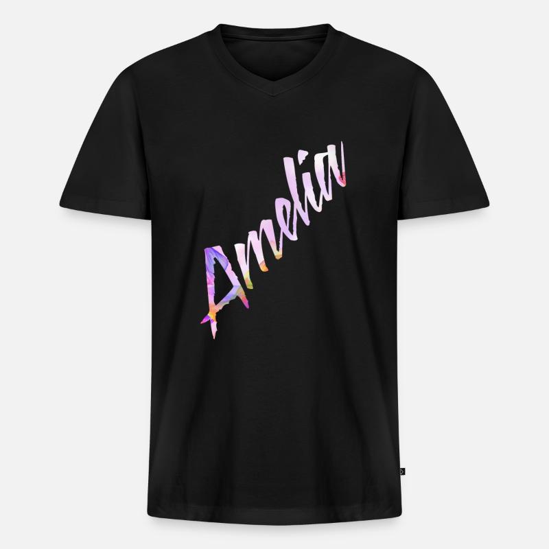 Amelia - Männer Premium Bio T-Shirt mit V-Ausschnitt - Schwarz