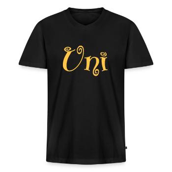 Uni Universität Uni - Männer Premium Bio T-Shirt mit V-Ausschnitt - Schwarz - Vorne - Nico (187cm)