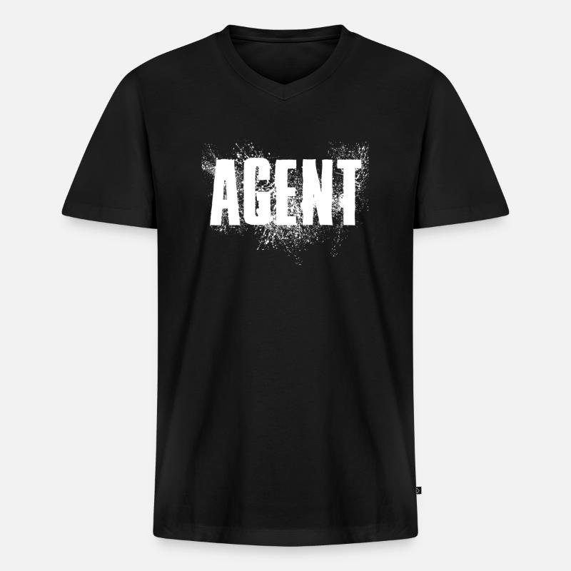 Agent - Männer Premium Bio T-Shirt mit V-Ausschnitt - Schwarz