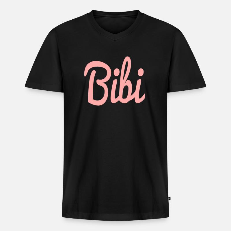 Bibi - Männer Premium Bio T-Shirt mit V-Ausschnitt - Schwarz
