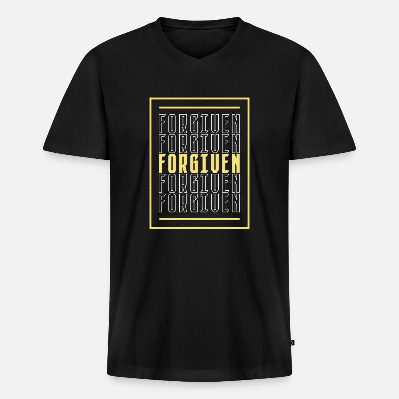 forgiven - Männer Premium Bio T-Shirt mit V-Ausschnitt - Schwarz
