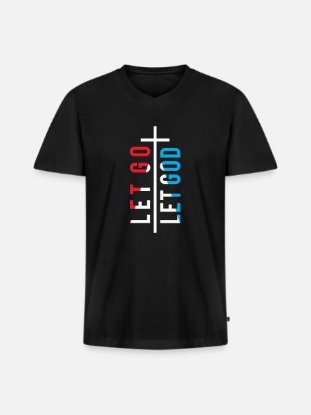 Croix - chrétienne - T-shirt encolure en V Premium bio Homme - noir