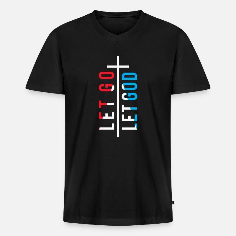 Kreuz - Christlich - Männer Premium Bio T-Shirt mit V-Ausschnitt - Schwarz