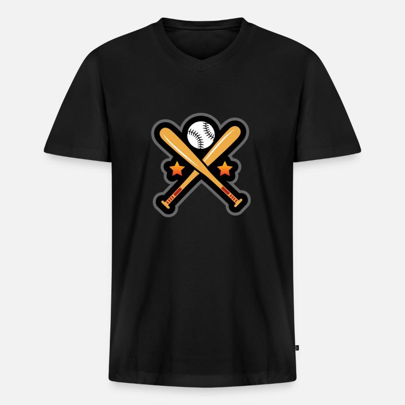 baseball - Männer Premium Bio T-Shirt mit V-Ausschnitt - Schwarz