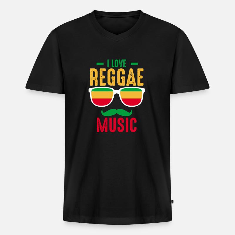 Ich liebe Reggae - Männer Premium Bio T-Shirt mit V-Ausschnitt - Schwarz