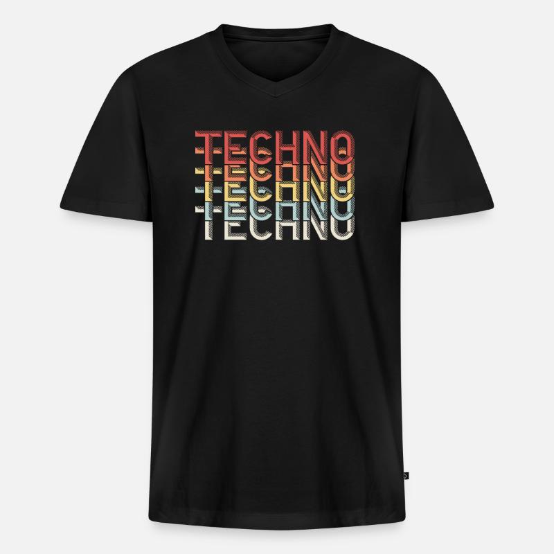 Techno Techno Techno - Männer Premium Bio T-Shirt mit V-Ausschnitt - Schwarz
