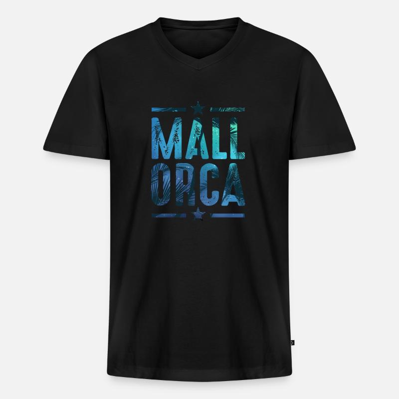 Mallorca - Männer Premium Bio T-Shirt mit V-Ausschnitt - Schwarz