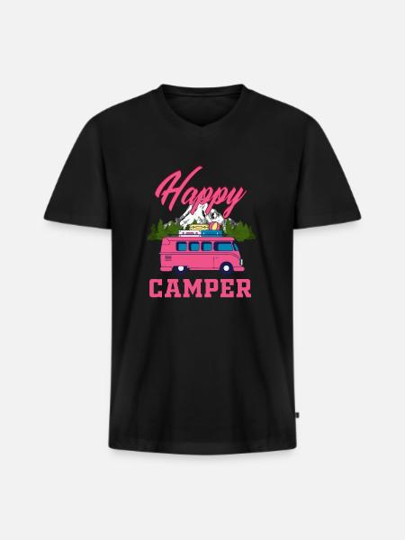 Happy camper - Men's Premium Organic T-shirt with V-neck - black
