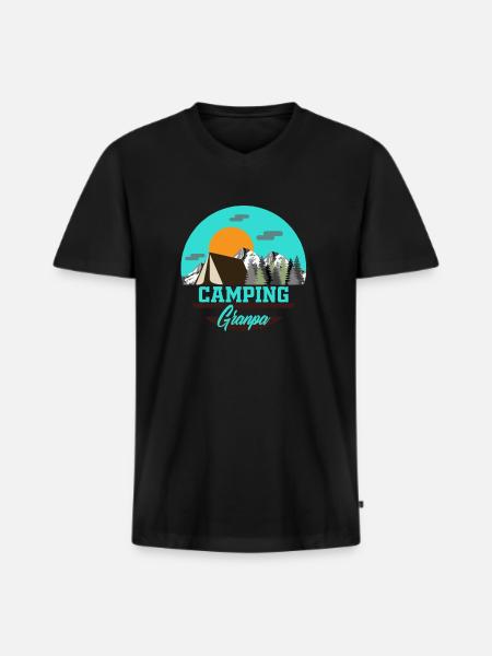 Camping Papy - T-shirt encolure en V Premium bio Homme - noir