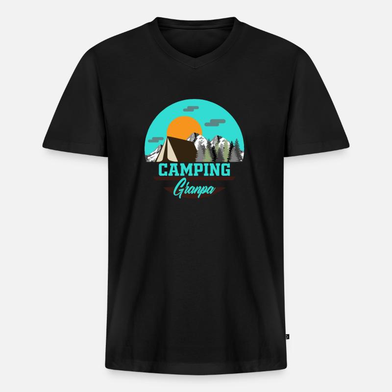 Camping Opa - Männer Premium Bio T-Shirt mit V-Ausschnitt - Schwarz