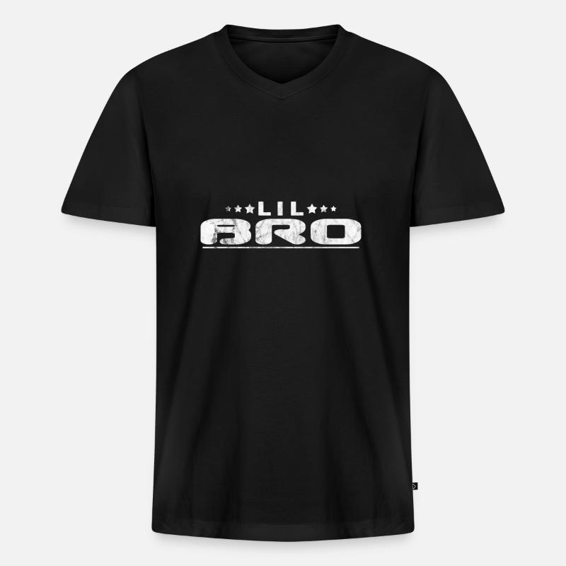 kleiner Bruder - Männer Premium Bio T-Shirt mit V-Ausschnitt - Schwarz
