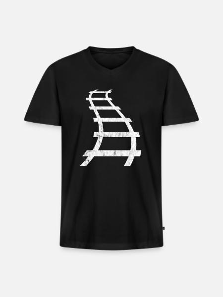 train tracks - Men's Premium Organic T-shirt with V-neck - black