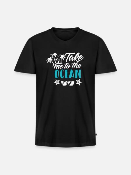 Ozean Urlaub - Männer Premium Bio T-Shirt mit V-Ausschnitt - Schwarz