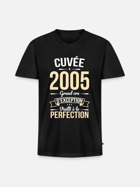20th Anniversary - 2005 - Humour Gift - Men's Premium Organic T-shirt with V-neck - black